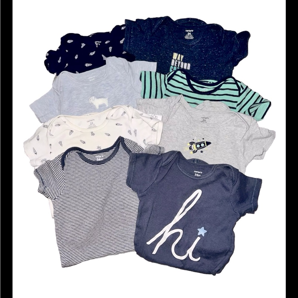 Lot of 8 Carter’s boy 24 month short sleeve bodysuit